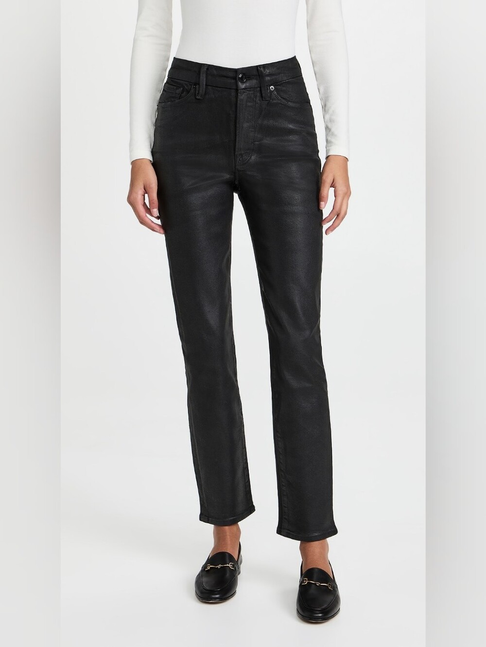 NWT- Good American Good Classic Black Coated Denim Women's Size 6